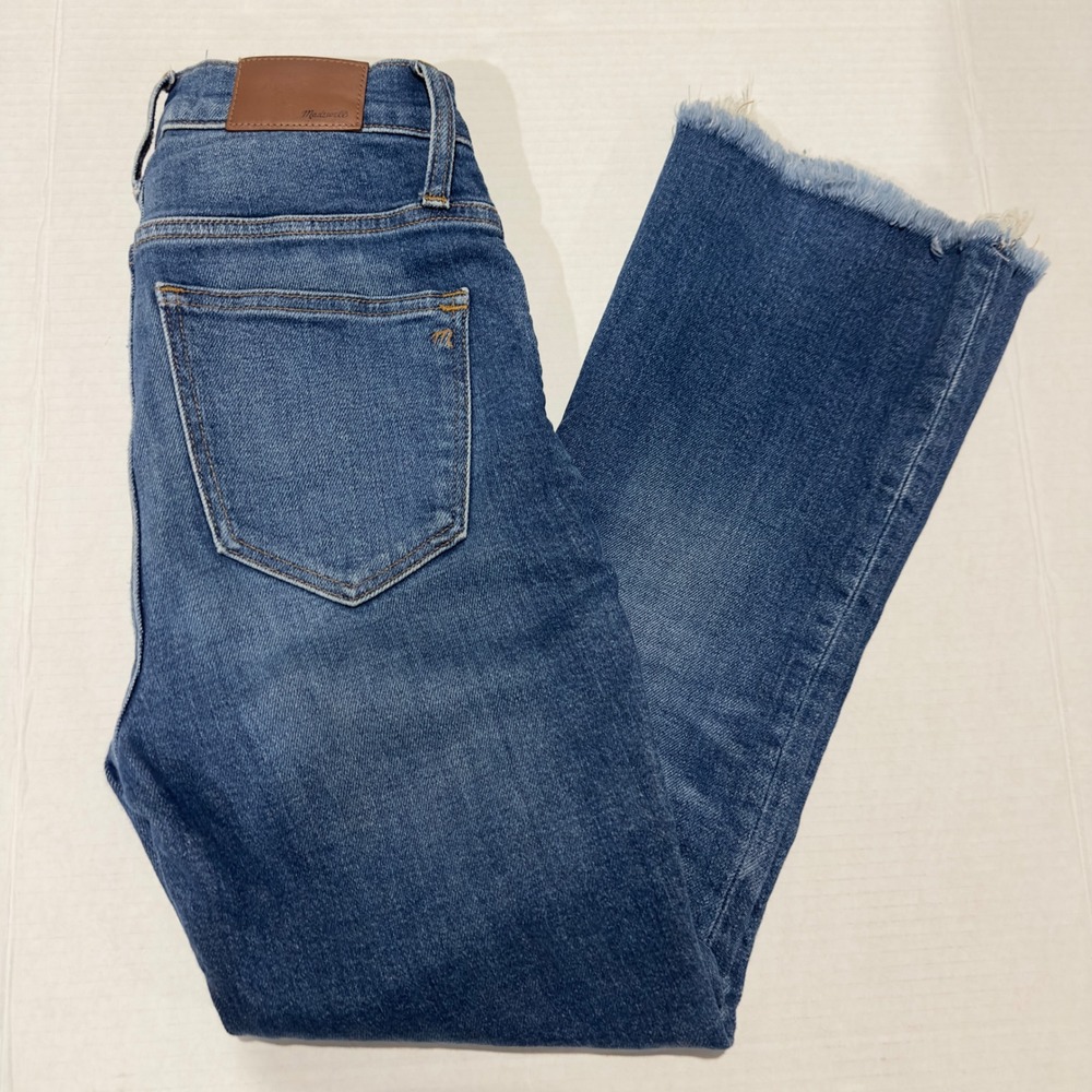 Madewell‎ Cali Demi-Boot Jeans Womens 25 Blue High Rise Raw Hem Cropped Flare